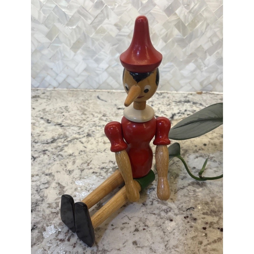 Vintage Pinocchio Jointed Articulated Doll Wooden Decor fairytales Geppetto - Picture 2 of 16